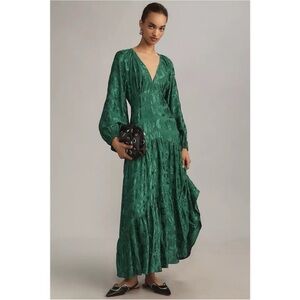 FARM Rio Anthropologie Vibrant Green Long Sleeve Dress